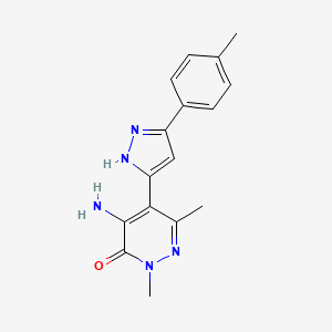 4-amino-2,6-dimethyl-5-[3-(4-methylphenyl)-1H-pyrazol-5-yl]-3-pyridazinone