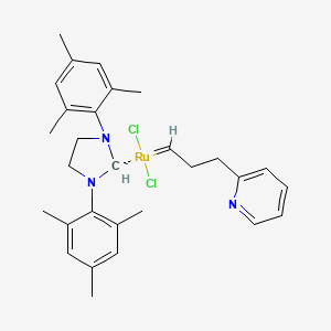 molecular formula C29H36Cl2N3Ru- B12062764 [1,3-Bis(2,4,6-trimethylphenyl)-2-imidazolidinylidene]dichloro[3-(2-pyridinyl-N)propylidene-C]ruthenium(II) 