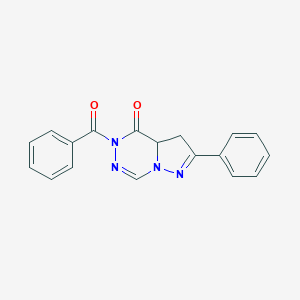 molecular formula C18H14N4O2 B120629 3,3a-Dihydro-5-benzoyl-2-phenylpyrazolo(1,5-d)(1,2,4)triazin-4(5H)-one CAS No. 148680-60-8