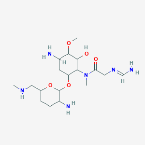 N-[4-amino-6-[3-amino-6-(methylaminomethyl)oxan-2-yl]oxy-2-hydroxy-3-methoxycyclohexyl]-2-(aminomethylideneamino)-N-methylacetamide