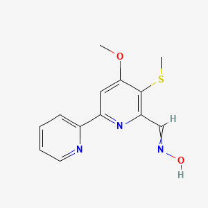 molecular formula C13H13N3O2S B1206300 (E)-N-{[4-METHOXY-5-(METHYLSULFANYL)-[2,2'-BIPYRIDIN]-6-YL]METHYLIDENE}HYDROXYLAMINE 