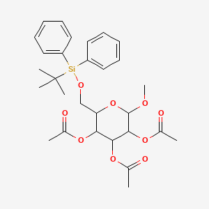 molecular formula C29H38O9Si B12063026 Oxane, 3,4,5-triacetoxy-2-(tert-butyl)diphenylsiloxymethyl-6-methoxy- 