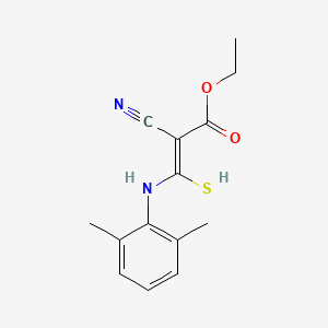 molecular formula C14H16N2O2S B12063067 Ethyl 2-cyano-3-(2,6-dimethylanilino)-3-mercaptoacrylate 