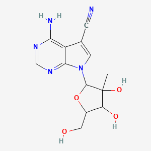 molecular formula C13H15N5O4 B12063077 4-Amino-7-[3,4-dihydroxy-5-(hydroxymethyl)-3-methyloxolan-2-yl]pyrrolo[2,3-d]pyrimidine-5-carbonitrile 