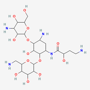 molecular formula C22H43N5O13 B12063105 D-Streptamine, O-3-amino-3-deoxy-alpha-D-glucopyranosyl-(1-6)-O-(6-amino-6-deoxy-alpha-D-glucopyranosyl-(1-4))-N(sup 3)-(4-amino-2-hydroxybutyryl)-2-deoxy- 