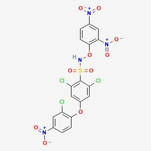 molecular formula C18H9Cl3N4O10S B12063147 2,6-dichloro-4-(2-chloro-4-nitrophenoxy)-N-(2,4-dinitrophenoxy)benzenesulfonamide CAS No. 680579-44-6