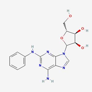 molecular formula C16H18N6O4 B1206319 (3R,4S,5R)-2-(6-amino-2-anilinopurin-9-yl)-5-(hydroxymethyl)oxolane-3,4-diol 