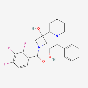 molecular formula C23H25F3N2O3 B12063209 [3-Hydroxy-3-[1-(2-hydroxy-1-phenylethyl)piperidin-2-yl]azetidin-1-yl]-(2,3,4-trifluorophenyl)methanone 