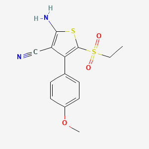 molecular formula C14H14N2O3S2 B12063276 2-Amino-5-(ethylsulfonyl)-4-(4-methoxyphenyl)thiophene-3-carbonitrile 