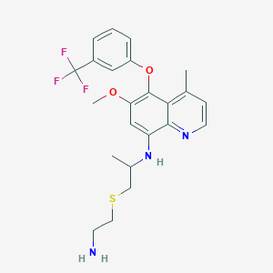 molecular formula C23H26F3N3O2S B1206336 N-(1-((2-Aminoethyl)thio)propan-2-yl)-6-methoxy-4-methyl-5-(3-(trifluoromethyl)phenoxy)quinolin-8-amine CAS No. 98586-86-8