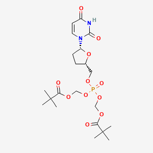 [2,2-dimethylpropanoyloxymethoxy-[[(2S,5R)-5-(2,4-dioxopyrimidin-1-yl)oxolan-2-yl]methoxy]phosphoryl]oxymethyl 2,2-dimethylpropanoate