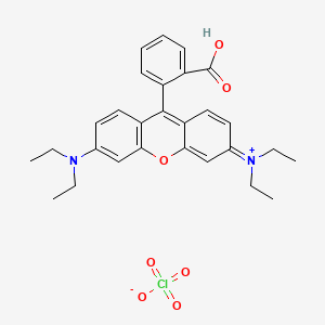 molecular formula C28H31ClN2O7 B12063472 9-(2-Carboxyphenyl)-3,6-bis(diethylamino)xanthylium perchlorate CAS No. 23857-51-4