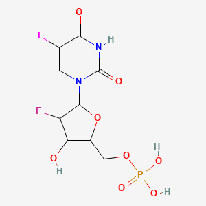molecular formula C9H11FIN2O8P B12063570 [4-Fluoro-3-hydroxy-5-(5-iodo-2,4-dioxopyrimidin-1-yl)oxolan-2-yl]methyl dihydrogen phosphate 