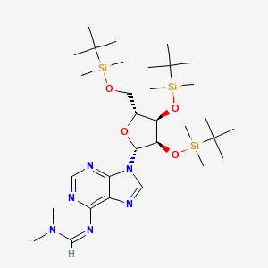 molecular formula C31H60N6O4Si3 B12063667 N'-[9-[(2R,3R,4R,5R)-3,4-bis[[tert-butyl(dimethyl)silyl]oxy]-5-[[tert-butyl(dimethyl)silyl]oxymethyl]oxolan-2-yl]purin-6-yl]-N,N-dimethylmethanimidamide 
