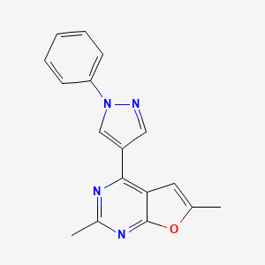 molecular formula C17H14N4O B1206368 2,6-Dimethyl-4-(1-phenyl-4-pyrazolyl)furo[2,3-d]pyrimidine 