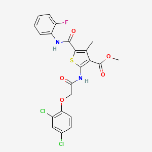 molecular formula C22H17Cl2FN2O5S B12063694 Methyl 2-(2-(2,4-dichlorophenoxy)acetamido)-5-((2-fluorophenyl)carbamoyl)-4-methylthiophene-3-carboxylate 