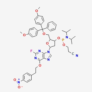 molecular formula C48H53FN7O9P B12063795 3-[[2-[[Bis(4-methoxyphenyl)-phenylmethoxy]methyl]-5-[2-fluoro-6-[2-(4-nitrophenyl)ethoxy]purin-9-yl]oxolan-3-yl]oxy-[di(propan-2-yl)amino]phosphanyl]oxypropanenitrile 