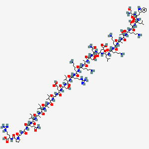 molecular formula C147H253N45O43 B12064037 5-[[4-amino-1-[[1-[[1-[[6-amino-1-[[6-amino-1-[[1-[[1-[[1-[[1-[[2-[[1-[[1-[[1-[[1-[[1-[[5-amino-1-[[2-[[2-[2-[(4-carbamimidamido-1-carboxybutyl)carbamoyl]pyrrolidin-1-yl]-2-oxoethyl]amino]-2-oxoethyl]amino]-1,5-dioxopentan-2-yl]amino]-3-methyl-1-oxopentan-2-yl]amino]-1-oxopropan-2-yl]amino]-3-methyl-1-oxopentan-2-yl]amino]-1-oxopropan-2-yl]amino]-3-methyl-1-oxopentan-2-yl]amino]-2-oxoethyl]amino]-4-carboxy-1-oxobutan-2-yl]amino]-3-hydroxy-1-oxopropan-2-yl]amino]-3-methyl-1-oxopentan-2-yl]amino]-5-carbamimidamido-1-oxopentan-2-yl]amino]-1-oxohexan-2-yl]amino]-1-oxohexan-2-yl]amino]-1-oxopropan-2-yl]amino]-3-hydroxy-1-oxopropan-2-yl]amino]-1,4-dioxobutan-2-yl]amino]-4-[[2-[[6-amino-2-[[6-amino-2-[2-[[2-[[6-amino-2-[[2-[[2-[[2-[(2-amino-3-hydroxypropanoyl)amino]-3-(1H-indol-3-yl)propanoyl]amino]-4-methylpentanoyl]amino]-3-hydroxypropanoyl]amino]hexanoyl]amino]-3-hydroxybutanoyl]amino]propanoylamino]hexanoyl]amino]hexanoyl]amino]-4-methylpentanoyl]amino]-5-oxopentanoic acid 