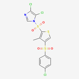 molecular formula C14H9Cl3N2O4S3 B12064244 4,5-Dichloro-1-[[4-[(4-chlorophenyl)sulfonyl]-3-methyl-2-thienyl]sulfonyl]-1H-imidazole CAS No. 650592-09-9