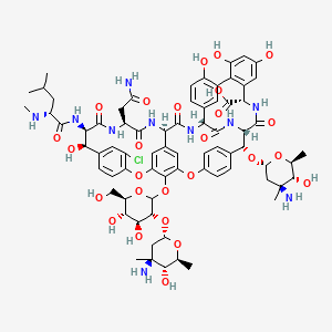 (1S,2R,18R,19R,22S,25R,28R,40S)-2-[(2R,4S,5R,6S)-4-amino-5-hydroxy-4,6-dimethyloxan-2-yl]oxy-48-[(3R,4S,5S,6R)-3-[(2R,4S,5R,6S)-4-amino-5-hydroxy-4,6-dimethyloxan-2-yl]oxy-4,5-dihydroxy-6-(hydroxymethyl)oxan-2-yl]oxy-22-(2-amino-2-oxoethyl)-15-chloro-18,32,35,37-tetrahydroxy-19-[[(2R)-4-methyl-2-(methylamino)pentanoyl]amino]-20,23,26,42,44-pentaoxo-7,13-dioxa-21,24,27,41,43-pentazaoctacyclo[26.14.2.23,6.214,17.18,12.129,33.010,25.034,39]pentaconta-3(50),4,6(49),8(48),9,11,14,16,29(45),30,32,34(39),35,37,46-pentadecaene-40-carboxylic acid