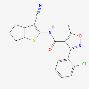 molecular formula C19H14ClN3O2S B1206427 3-(2-chlorophenyl)-N-(3-cyano-5,6-dihydro-4H-cyclopenta[b]thiophen-2-yl)-5-methyl-4-isoxazolecarboxamide 