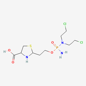 molecular formula C10H20Cl2N3O4PS B1206455 2-[2-({Amino[bis(2-chloroethyl)amino]phosphoryl}oxy)ethyl]-1,3-thiazolidine-4-carboxylic acid CAS No. 115952-49-3