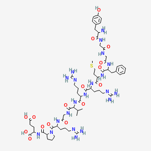 molecular formula C62H97N21O16S B12064583 2-[[1-[2-[[2-[[2-[[2-[[2-[[2-[[2-[[2-[[2-[[2-amino-3-(4-hydroxyphenyl)propanoyl]amino]acetyl]amino]acetyl]amino]-3-phenylpropanoyl]amino]-4-methylsulfanylbutanoyl]amino]-5-(diaminomethylideneamino)pentanoyl]amino]-5-(diaminomethylideneamino)pentanoyl]amino]-3-methylbutanoyl]amino]acetyl]amino]-5-(diaminomethylideneamino)pentanoyl]pyrrolidine-2-carbonyl]amino]pentanedioic acid 