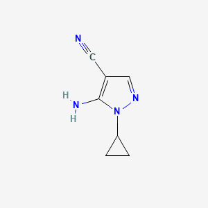 molecular formula C7H8N4 B12064600 5-amino-1-cyclopropyl-1H-pyrazole-4-carbonitrile CAS No. 1184918-13-5