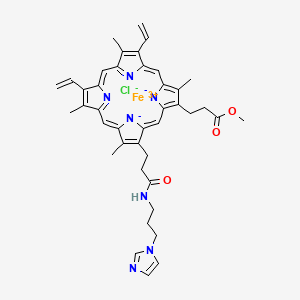 molecular formula C41H43ClFeN7O3 B1206466 Chelated protohaem CAS No. 72177-42-5