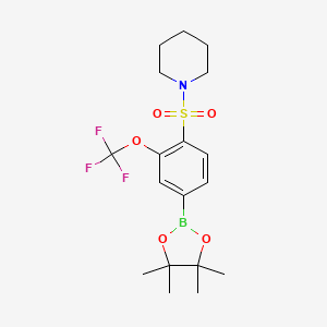 molecular formula C18H25BF3NO5S B12065189 1-((4-(4,4,5,5-Tetramethyl-1,3,2-dioxaborolan-2-yl)-2-(trifluoromethoxy)phenyl)sulfonyl)piperidine 