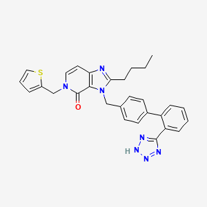 molecular formula C29H27N7OS B1206539 2-Butyl-4,5-dihydro-4-oxo-3-((2'-(1H-tetrazol-5-yl)-4-biphenylyl)methyl)-3H-imidazo(4,5-c)pyridine-5-(N,N-dimethylacetamide) CAS No. 150694-46-5