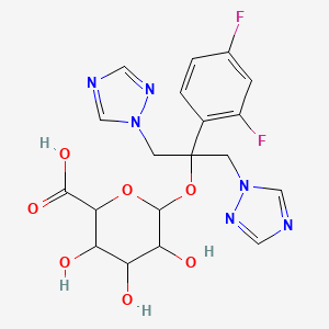 molecular formula C19H20F2N6O7 B12065592 6-[2-(2,4-Difluorophenyl)-1,3-bis(1,2,4-triazol-1-yl)propan-2-yl]oxy-3,4,5-trihydroxyoxane-2-carboxylic acid 