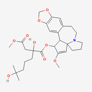 molecular formula C29H39NO9 B1206611 Cephalotaxine, 4-methyl 2-hydroxy-2-(4-hydroxy-4-methylpentyl)butanedioate (ester), [3(R)]- 