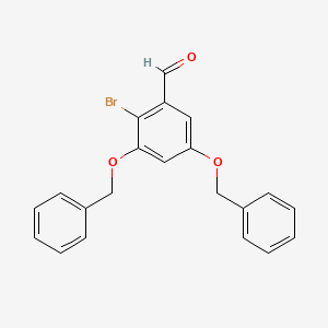molecular formula C21H17BrO3 B12066127 Benzaldehyde, 2-bromo-3,5-bis(phenylmethoxy)- CAS No. 85565-94-2