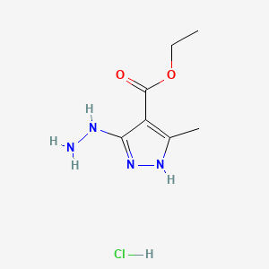 molecular formula C7H13ClN4O2 B12066232 Ethyl 3-hydrazino-5-methyl-1H-pyrazole-4-carboxylate monohydrochloride CAS No. 31697-10-6