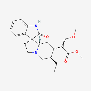molecular formula C22H28N2O4 B1206638 (E)-methyl 2-((1'R,6'R,7'S,8a'S)-6'-ethyl-2-oxo-3',5',6',7',8',8a'-hexahydro-2'H-spiro[indoline-3,1'-indolizine]-7'-yl)-3-methoxyacrylate 