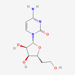 molecular formula C10H15N3O5 B1206646 4-amino-1-[(2R,3R,4S,5R)-3,4-dihydroxy-5-(2-hydroxyethyl)oxolan-2-yl]pyrimidin-2-one CAS No. 55085-34-2