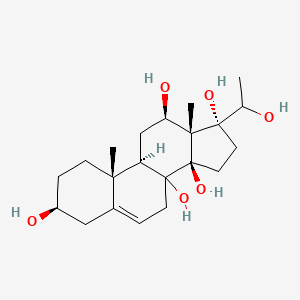 molecular formula C21H34O6 B1206663 Pregn-5-ene-3,8,12,14,17,20-hexol 