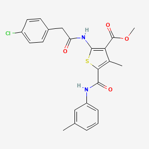 molecular formula C23H21ClN2O4S B12066677 Methyl 2-(2-(4-chlorophenyl)acetamido)-4-methyl-5-(m-tolylcarbamoyl)thiophene-3-carboxylate 
