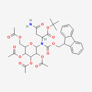 molecular formula C37H44N2O14 B12066682 tert-butyl 4-amino-2-[9H-fluoren-9-ylmethoxycarbonyl-[3,4,5-triacetyloxy-6-(acetyloxymethyl)oxan-2-yl]amino]-4-oxobutanoate 