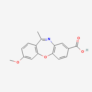 molecular formula C16H13NO4 B1206688 3-Methoxy-11-methyldibenz(b,f)oxazepine-8-carboxylate CAS No. 90158-59-1