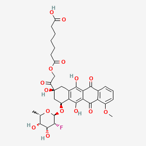 7-[2-[(2S,4S)-4-[(2R,3R,4R,5S,6S)-3-fluoro-4,5-dihydroxy-6-methyloxan-2-yl]oxy-2,5,12-trihydroxy-7-methoxy-6,11-dioxo-3,4-dihydro-1H-tetracen-2-yl]-2-oxoethoxy]-7-oxoheptanoic acid