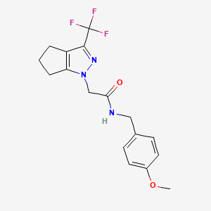 N-[(4-methoxyphenyl)methyl]-2-[3-(trifluoromethyl)-5,6-dihydro-4H-cyclopenta[c]pyrazol-1-yl]acetamide