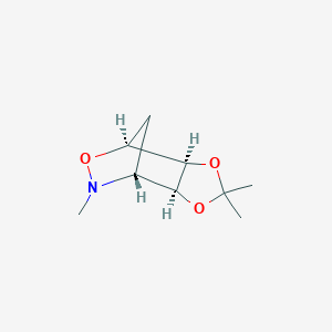 molecular formula C9H15NO3 B120675 4,7-Methano-4H-1,3-dioxolo[4,5-d][1,2]oxazine,tetrahydro-2,2,6-trimethyl-,[3aR-(3a-alpha-,4-bta-,7-b CAS No. 155855-50-8