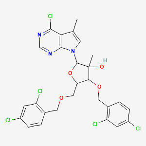 molecular formula C27H24Cl5N3O4 B12067704 2-(4-Chloro-5-methylpyrrolo[2,3-d]pyrimidin-7-yl)-4-[(2,4-dichlorophenyl)methoxy]-5-[(2,4-dichlorophenyl)methoxymethyl]-3-methyloxolan-3-ol 