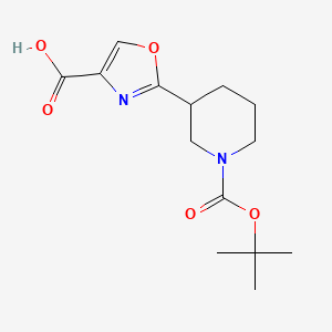molecular formula C14H20N2O5 B12067963 2-(1-(tert-Butoxycarbonyl)piperidin-3-yl)oxazole-4-carboxylic acid 