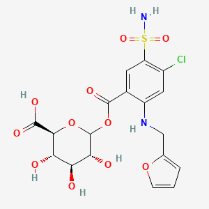 molecular formula C18H19ClN2O11S B1206798 (2S,3S,4S,5R)-6-[4-chloro-2-(furan-2-ylmethylamino)-5-sulfamoylbenzoyl]oxy-3,4,5-trihydroxyoxane-2-carboxylic acid 
