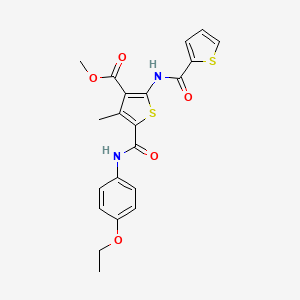 molecular formula C21H20N2O5S2 B12068010 Methyl 5-((4-ethoxyphenyl)carbamoyl)-4-methyl-2-(thiophene-2-carboxamido)thiophene-3-carboxylate 