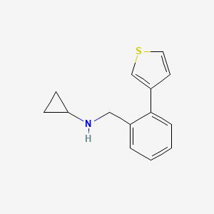 molecular formula C14H15NS B12068537 N-{[2-(thiophen-3-yl)phenyl]methyl}cyclopropanamine 