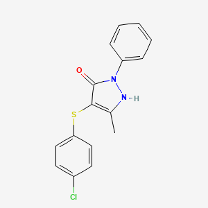 molecular formula C16H13ClN2OS B1206875 4-[(4-chlorophenyl)thio]-5-methyl-2-phenyl-1H-pyrazol-3-one CAS No. 301675-30-9